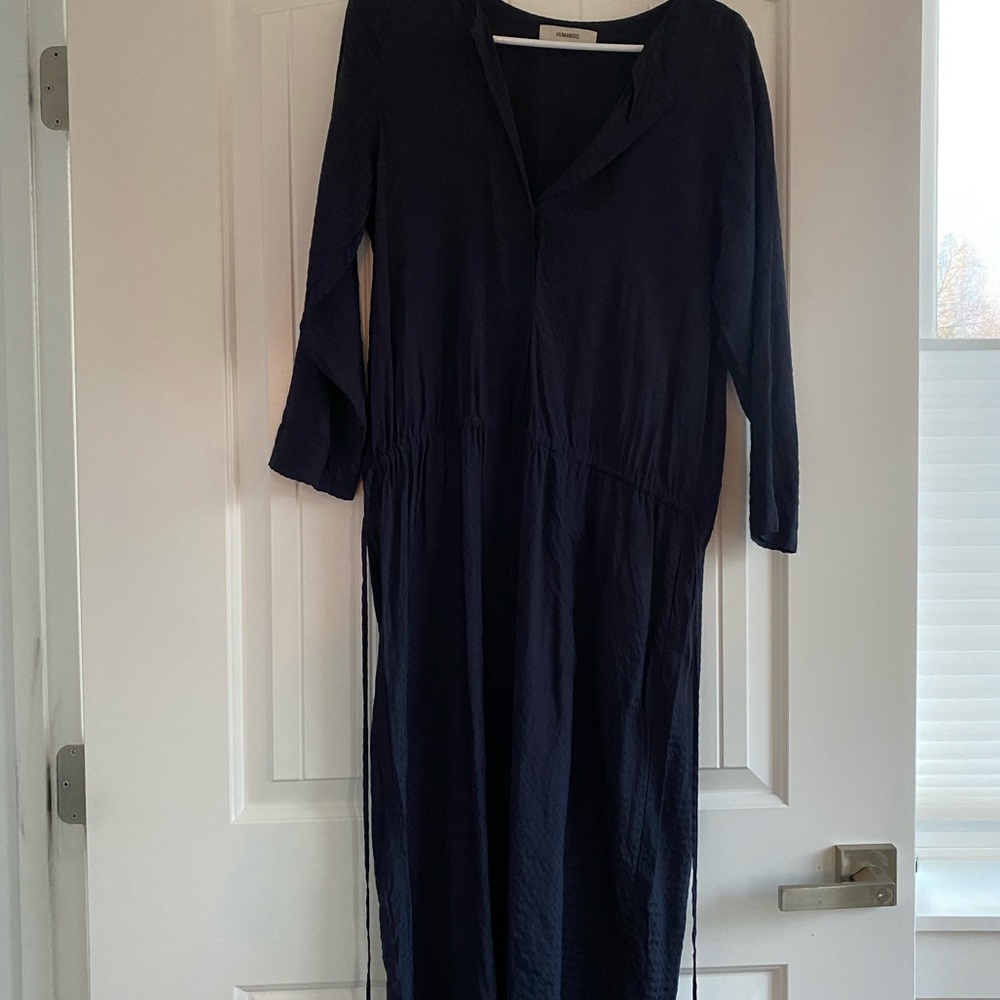 Chic Long Sleeve Navy Dress